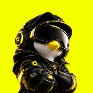 Avatar do Cypher: pinguim de visor escuro sobre fundo amarelo